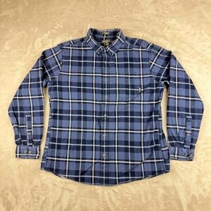 Eddie Bauer Shirt Men Large Classic Fit Plaid Flannel Button Up Outdoors Hiking